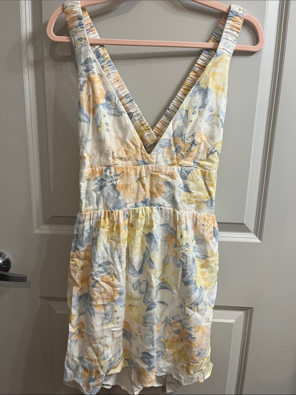 Abercrombie & Fitch Pale Yellow and Light Blue Floral Dress